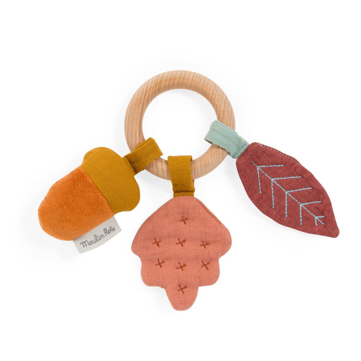 Wooden Oak Tree Ring Rattle By Moulin Roty