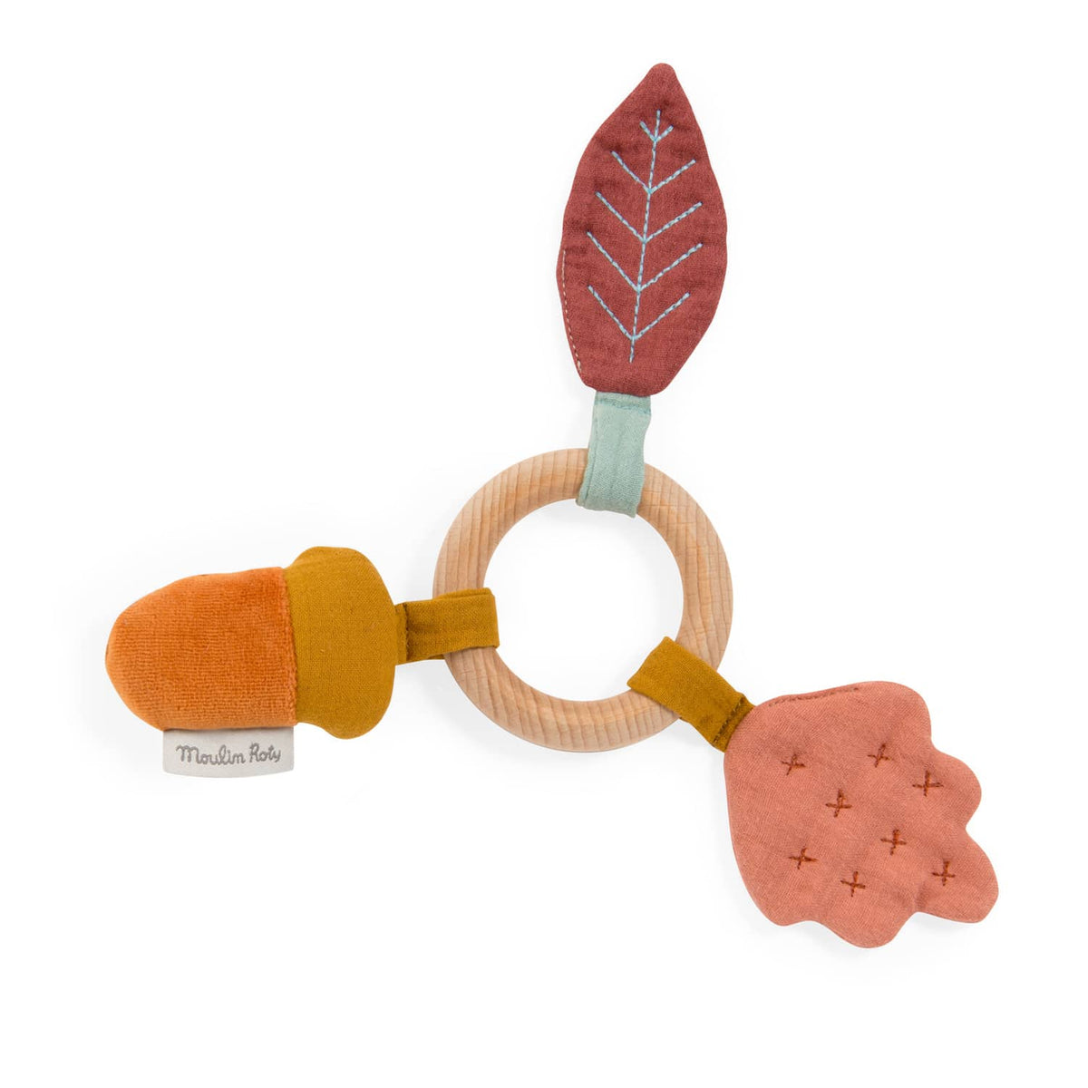 Wooden Oak Tree Ring Rattle By Moulin Roty
