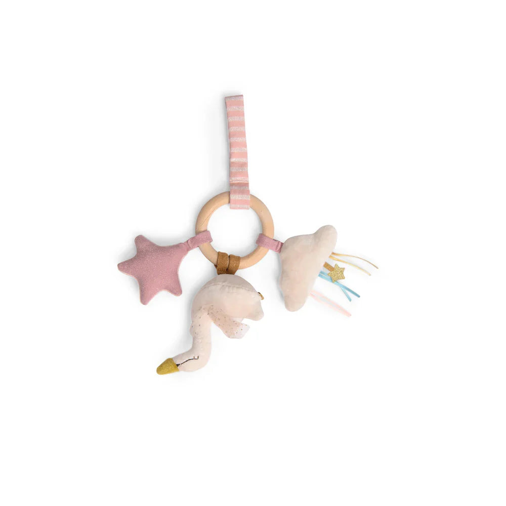 Ecole De Danse Swan Wooden Ring Rattle By Moulin Roty