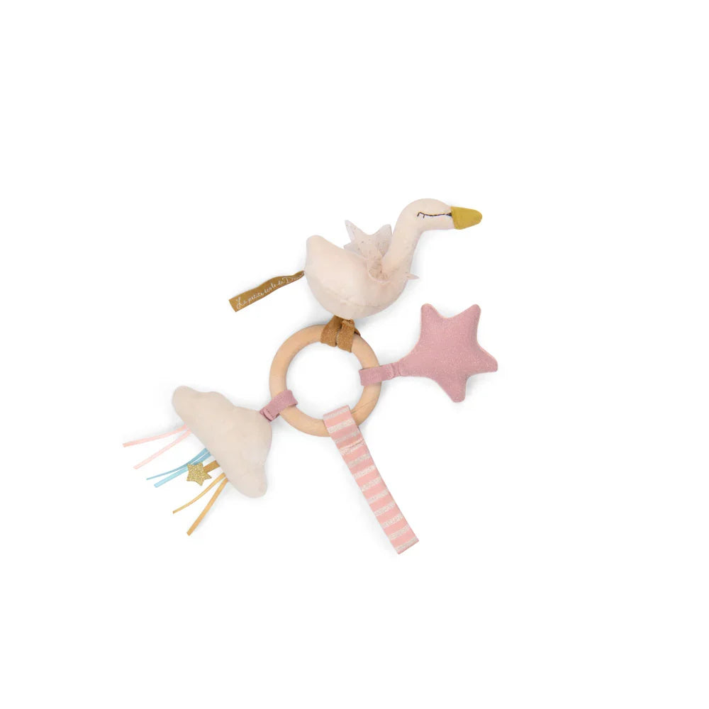 Ecole De Danse Swan Wooden Ring Rattle By Moulin Roty
