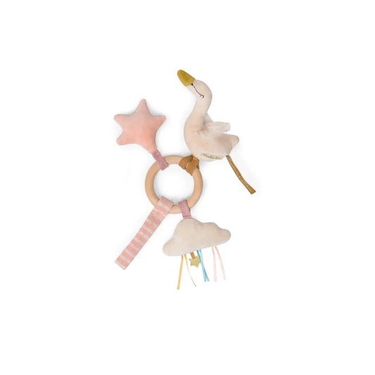  Ecole De Danse Swan Wooden Ring Rattle By Moulin Roty