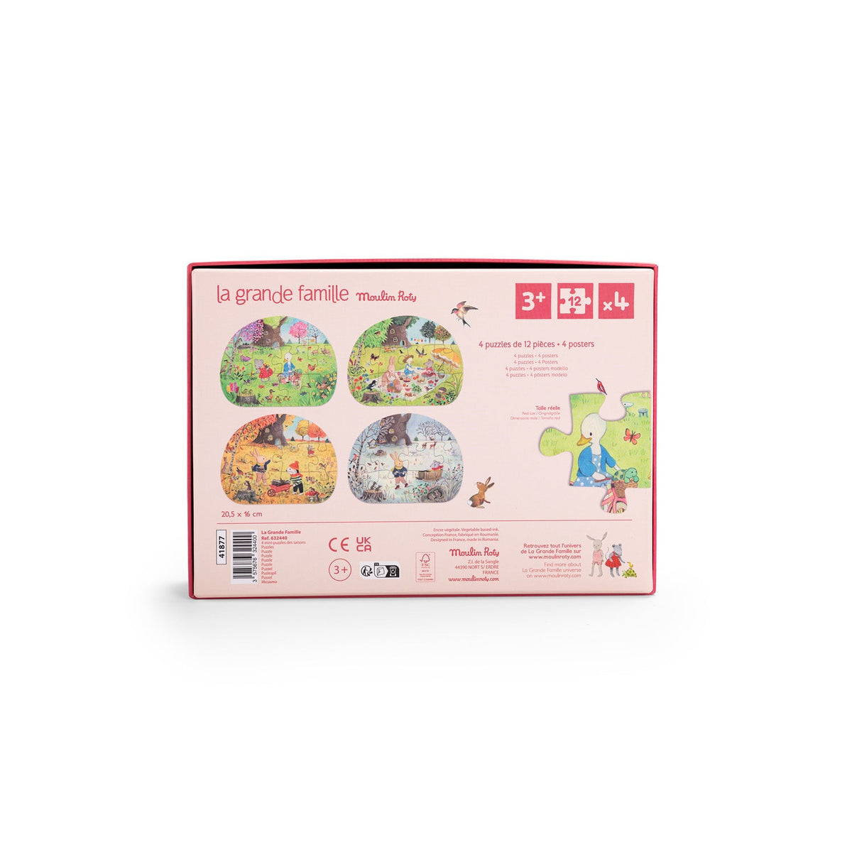 Moulin Roty La Grande Famille 4 Seasons Mini Puzzles (12 Pieces)