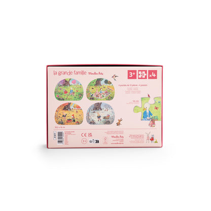 Moulin Roty La Grande Famille 4 Seasons Mini Puzzles (12 Pieces)